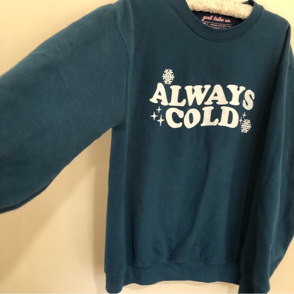 COPY - Womens ALWAYS COLD with snowflakes on front🥶Blue Comfy Warm Sweater Size… - Picture 5 of 12